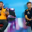 Zak Brown (McLaren) y Christian Horner  (Red Bull), en una rueda de prensa