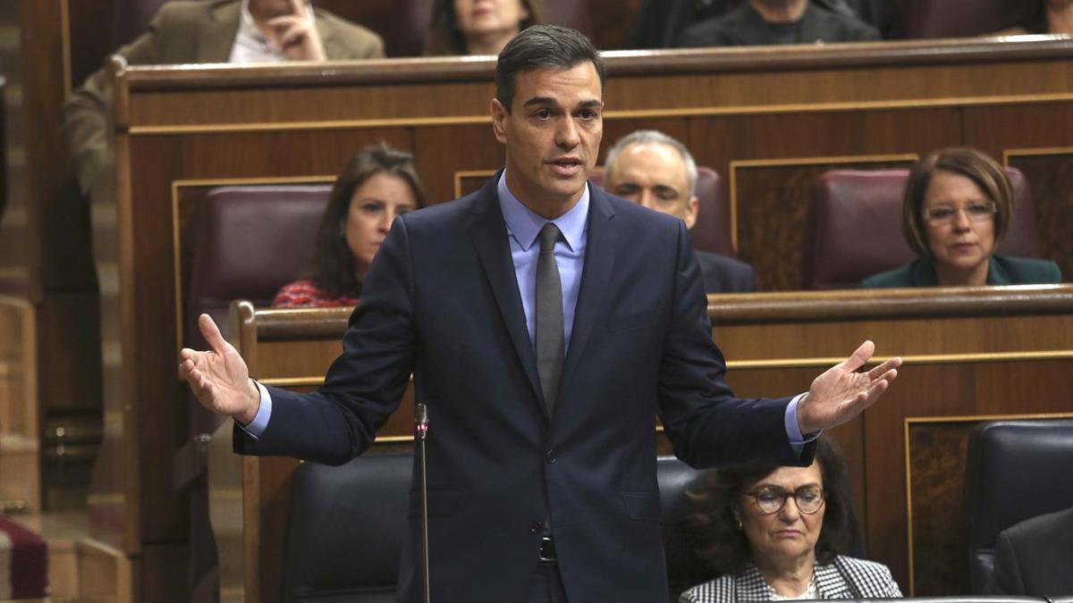 El presidente del Gobierno, Pedro Sánchez, en el Congreso.