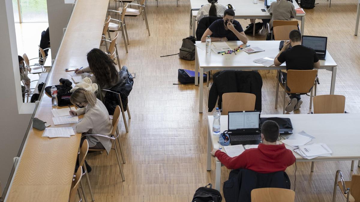 Estudiantes en la Biblioteca Rosalía de Castro del campus ourensano.