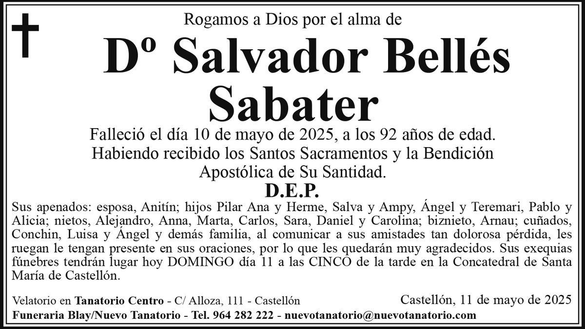Dº Salvador Bellés Sabater
