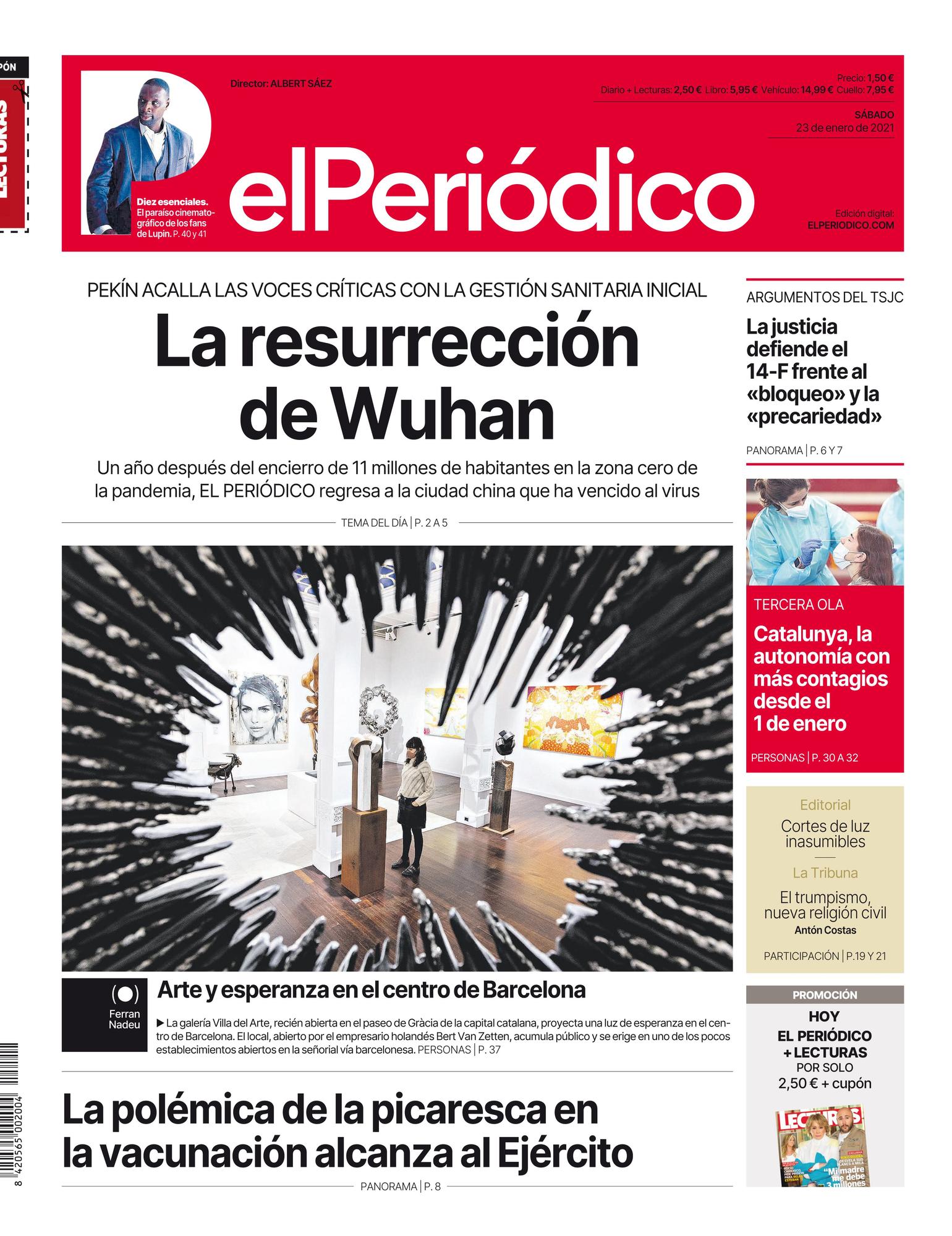 La portada de EL PERIÓDICO del 23 de enero de 2021