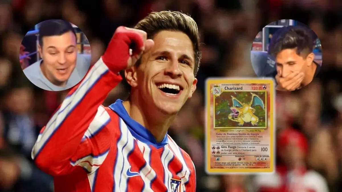 Giuliano Simeone abre una carta Pokémon que puede valer 50.000 euros: su reacción en directo no tiene precio