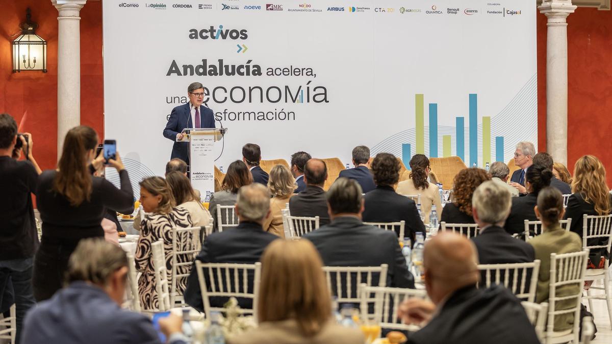 El delegado de Movilidad, Álvaro Pimentel, durante el evento de Activos 'Andalucía Acelera, una economía en transformación'