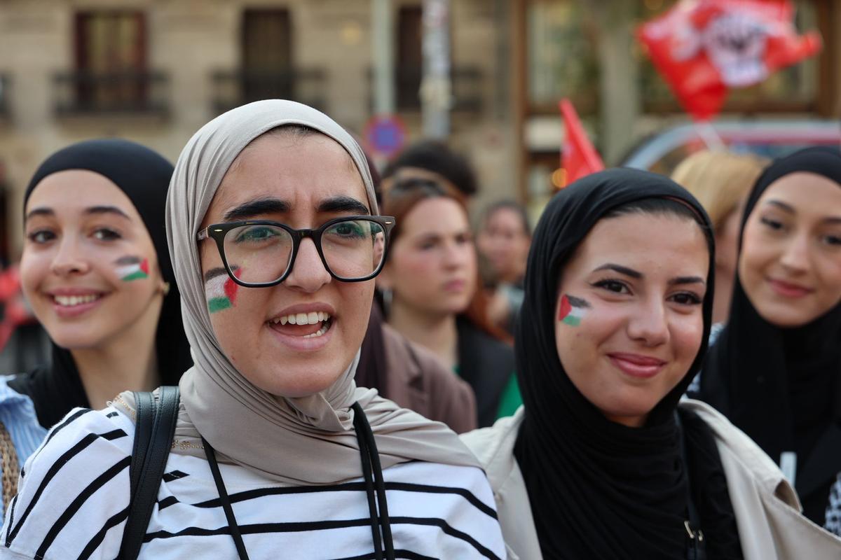 Manifestación de estudiantes en favor de Palestina en Barcelona