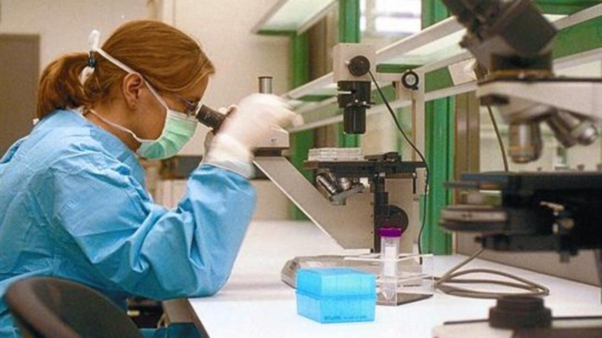 Una investigadora en el laboratorio contra el sida IrsiCaixa, de Badalona.