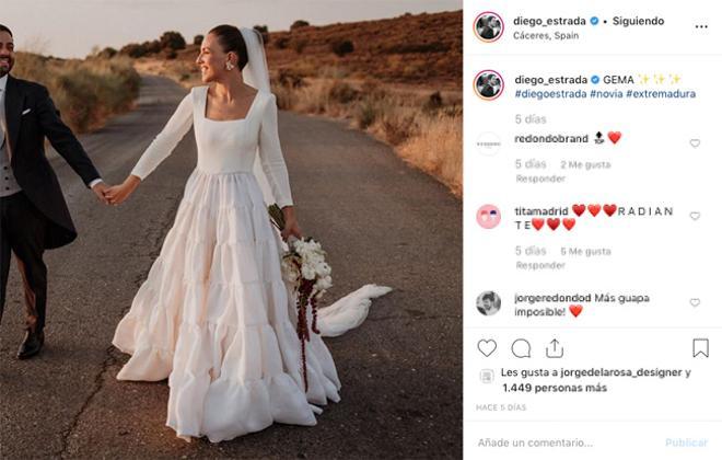 Vestido de novia con falda de volantes de Diego Estrada que triunfa en Instagram
