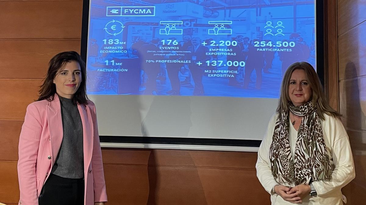 María Sánchez, directora de comunicación y marketing del FYCMA, y Rosa Sánchez, concejala del Área de Promoción de la Ciudad y Captación de Inversiones y edil responsable del Palacio, han presentado este lunes los datos de la actividad durante 2022.