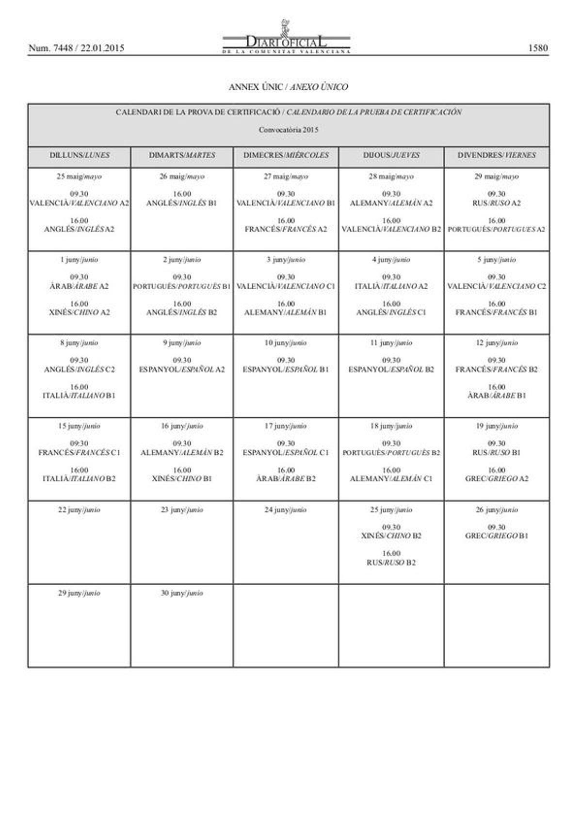 Consulta el calendario de exámenes de las Escuelas Oficiales de Idiomas
