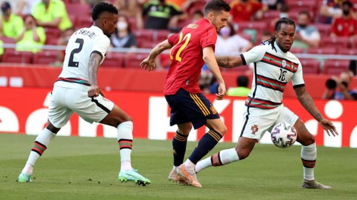 Sarabia durante el encuentro ante Portugal