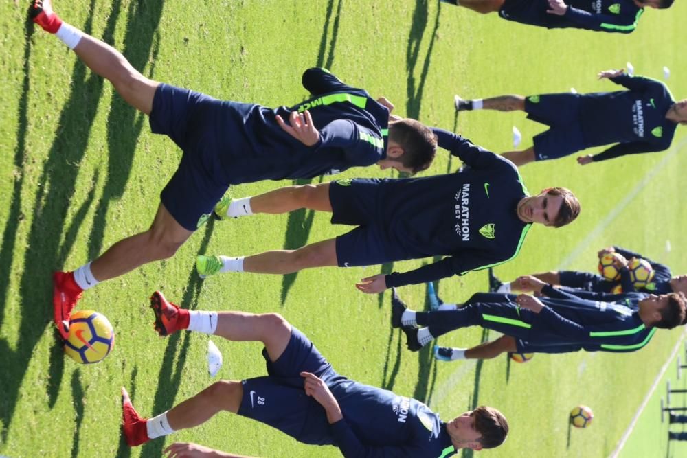 Primer entrenamiento de Ignasi Miquel con el Málaga CF.