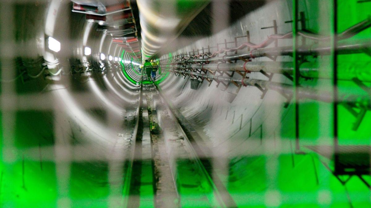 Vista del túnel de la interconexión eléctrica subterránea entre España y Francia.