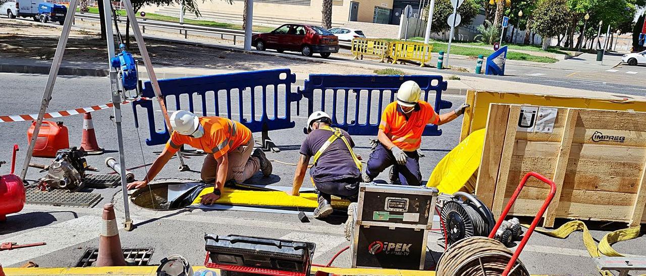 Vehículos utilizados por Aigües d’Elx para las obras de Carrús