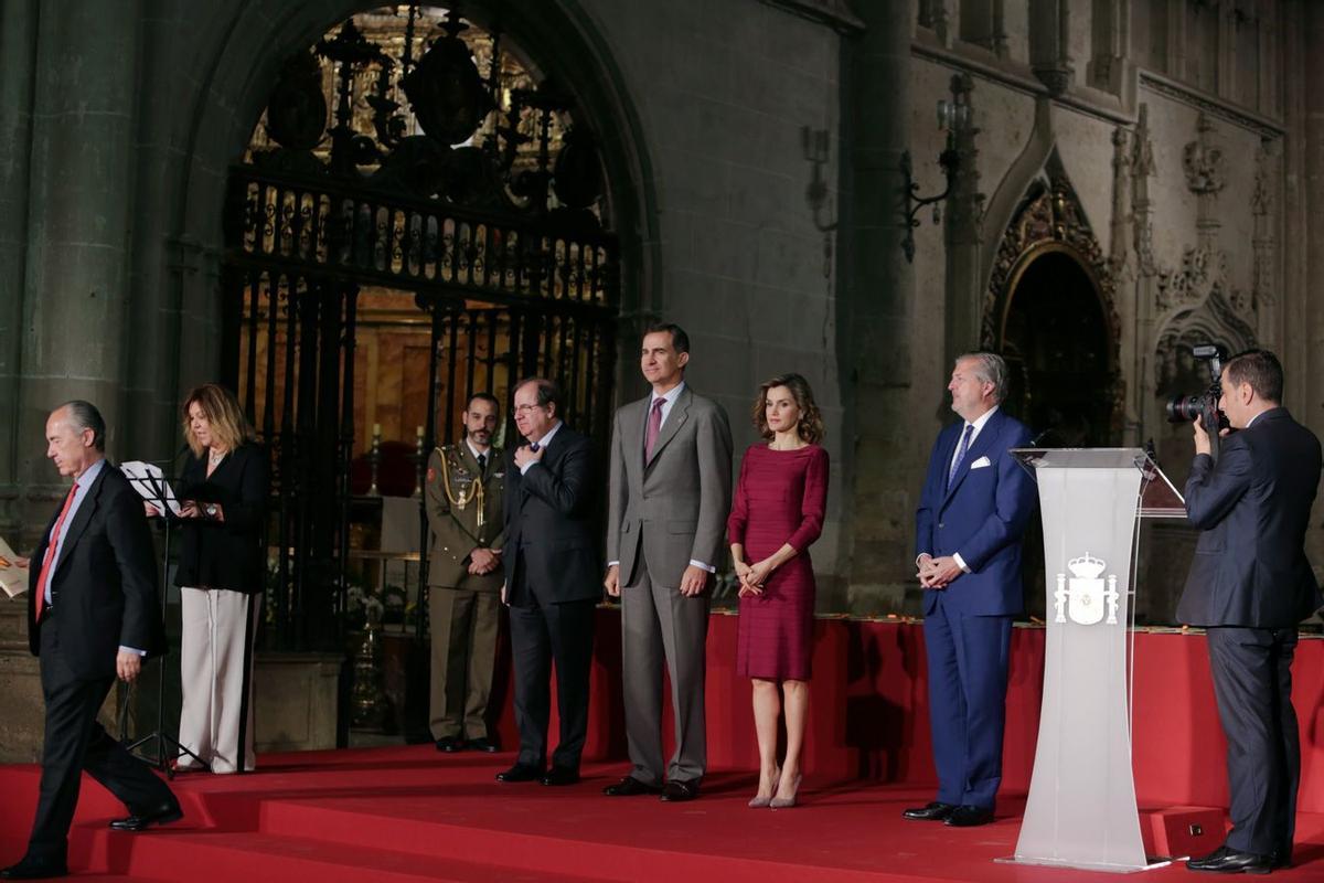 Letizia Ortiz con su vestido preferido de Felipe Varela en Palencia