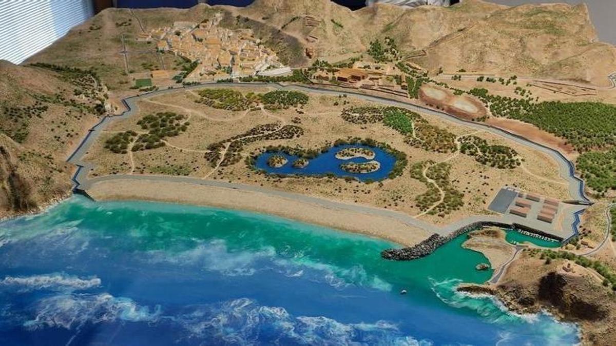 Maqueta del proyecto de 'regeneración' de la bahía de Portmán, presentado a finales de 2025