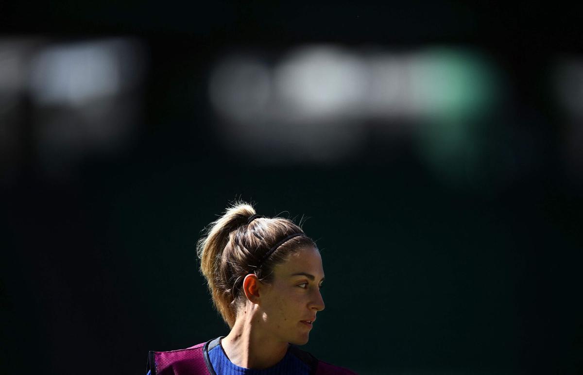 Alexia, en el entrenamiento de este viernes en Lisboa.