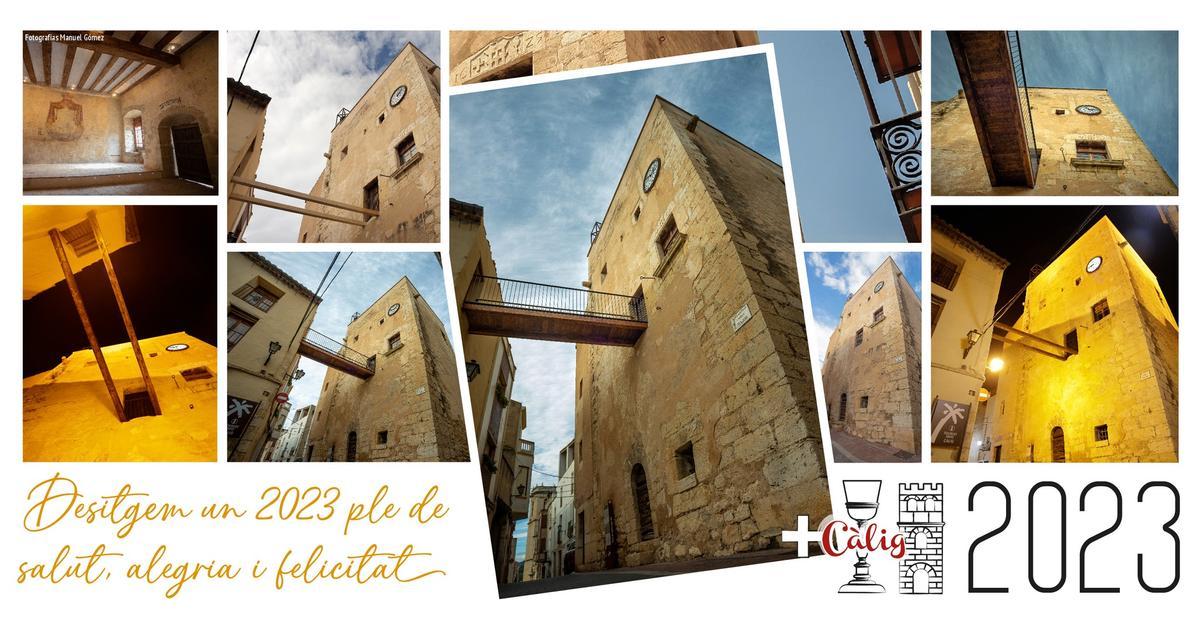 Fotos del proceso de restauración de la Torre de Càlig, con la que el Ayuntamiento daba la bienvenida al año 2023 a los vecinos.