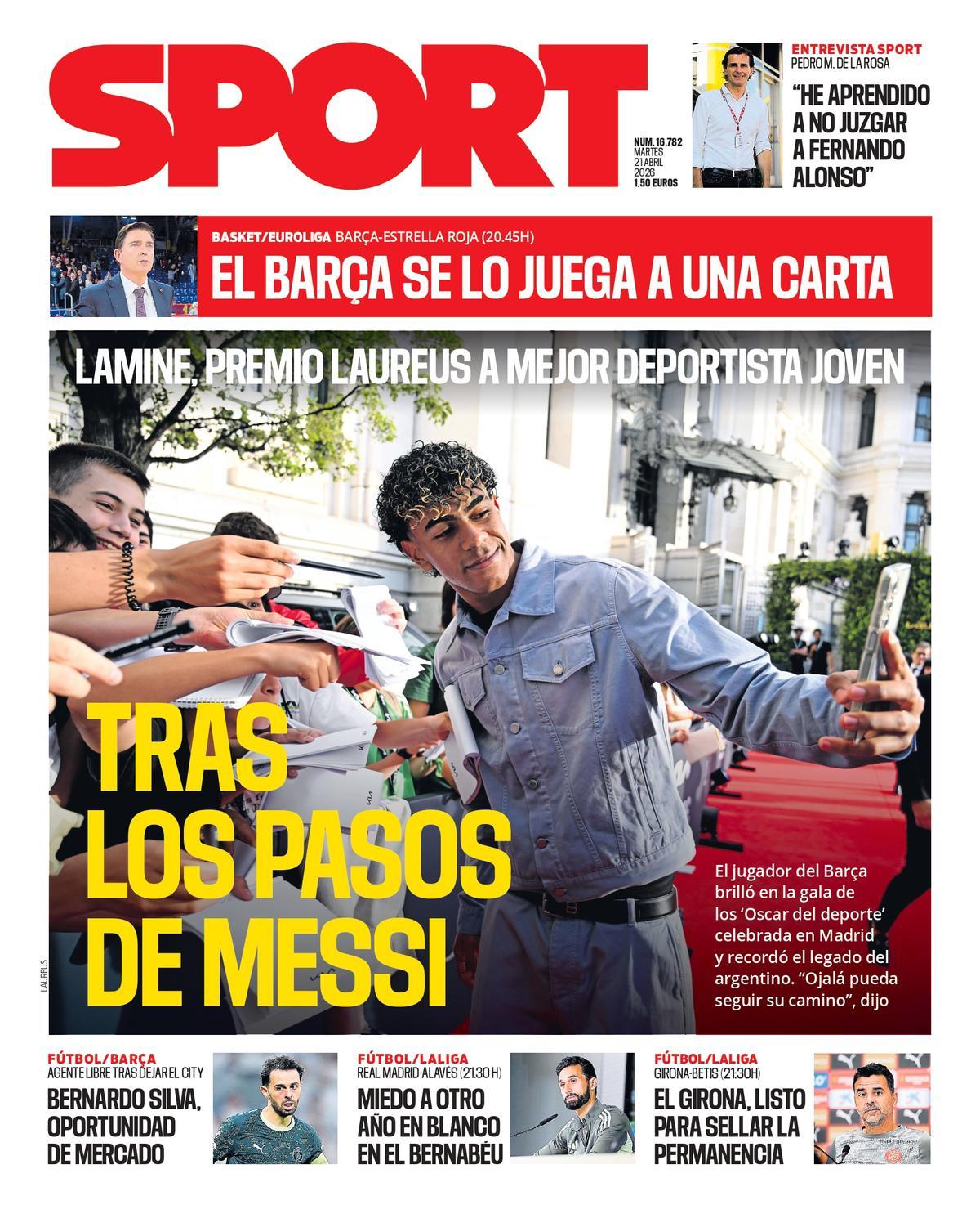 Esta es la portada de SPORT de hoy martes, 21 de abril de 2026