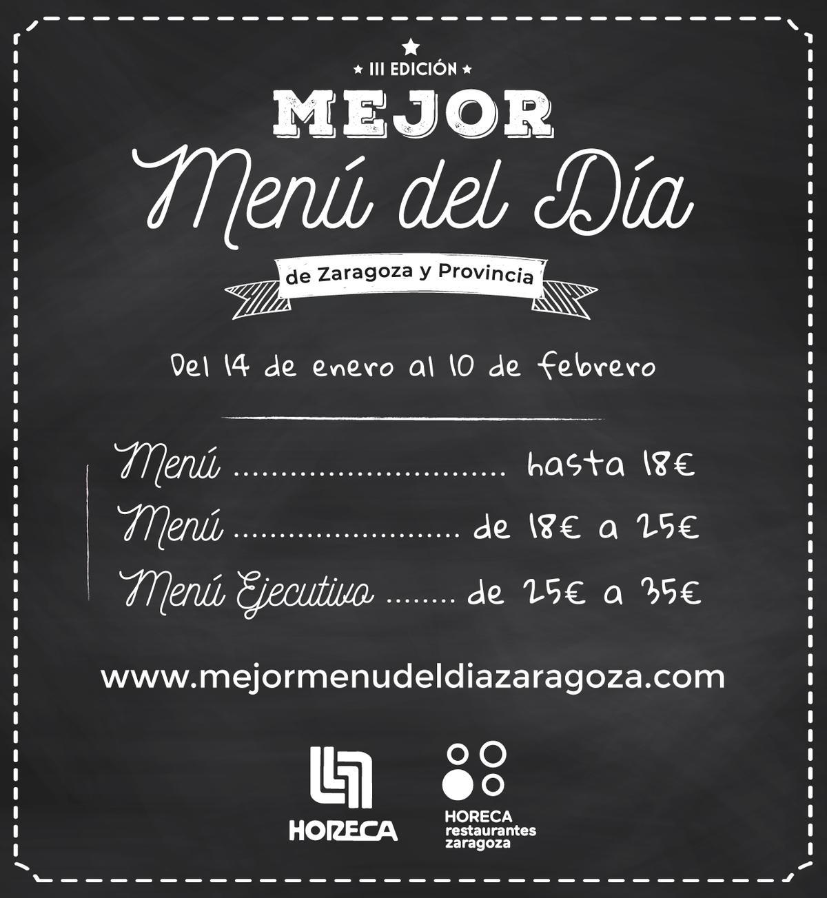 Cartel de la III de los premios Horeca al mejor menú del día en Zaragoza y Provincia