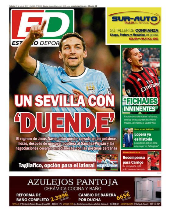 Portadas sábado 29 de julio de 2017