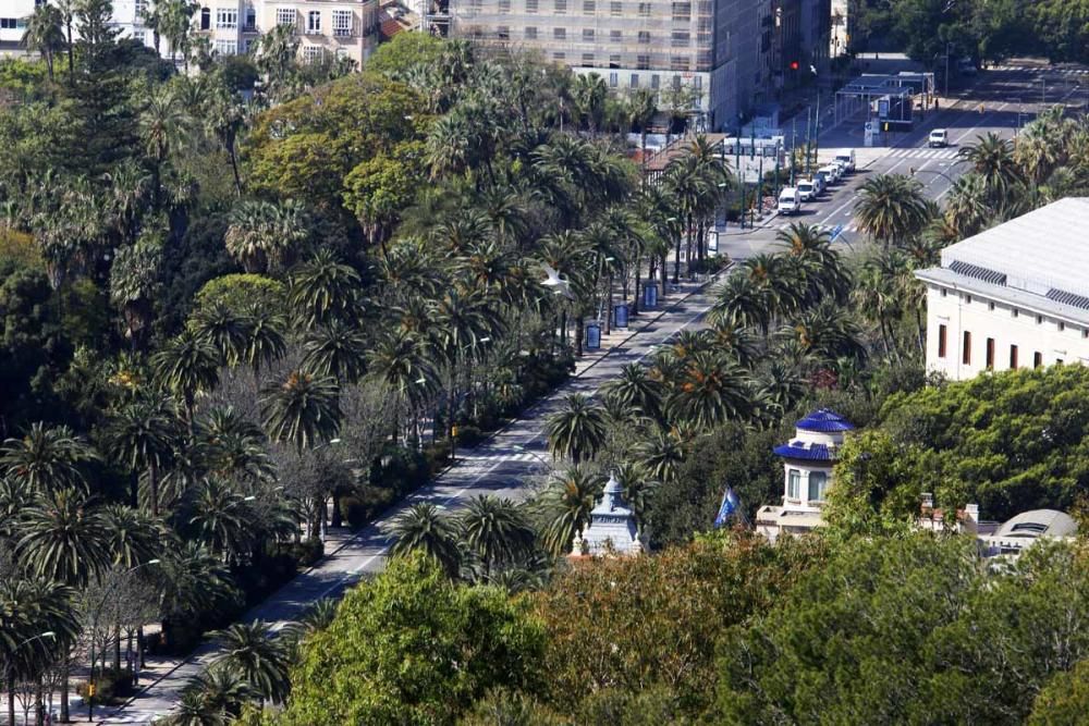 La Málaga desierta desde las alturas