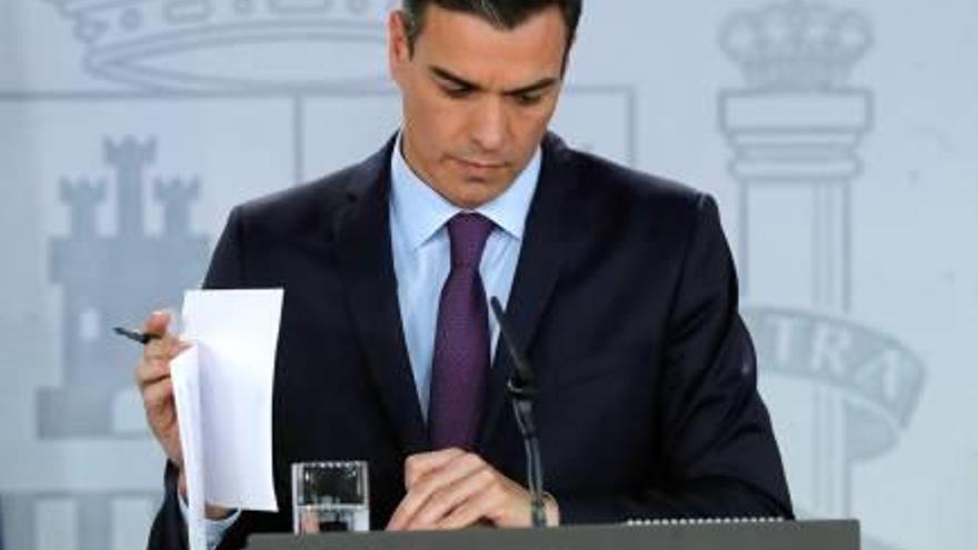 Sánchez tras el último Consejo de Ministros de 2018.