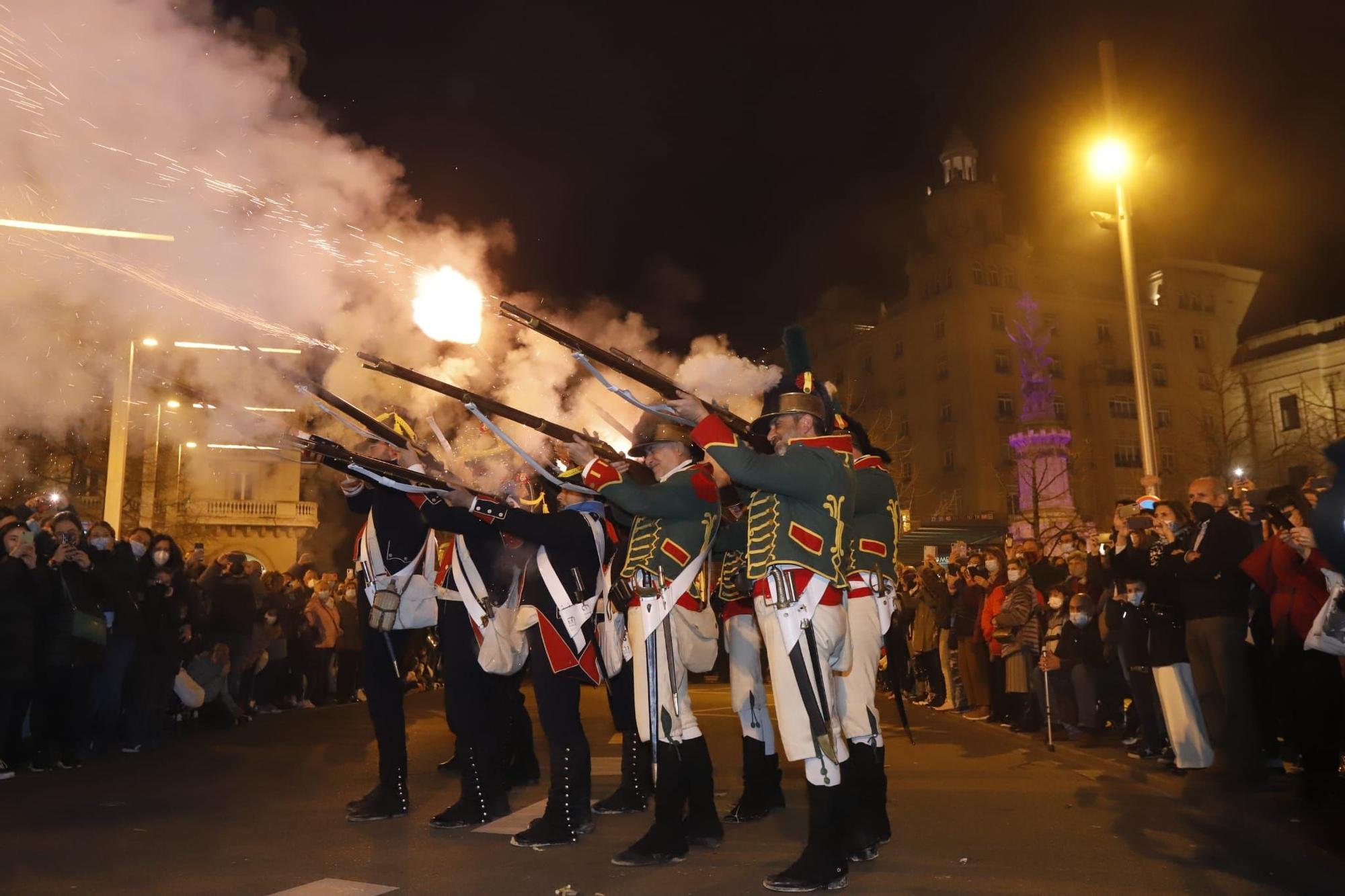 Desfile de las tropas de la recreación de los Sitios de Zaragoza