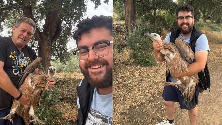 Juanjo, Dioni y el rescate de un buitre leonado