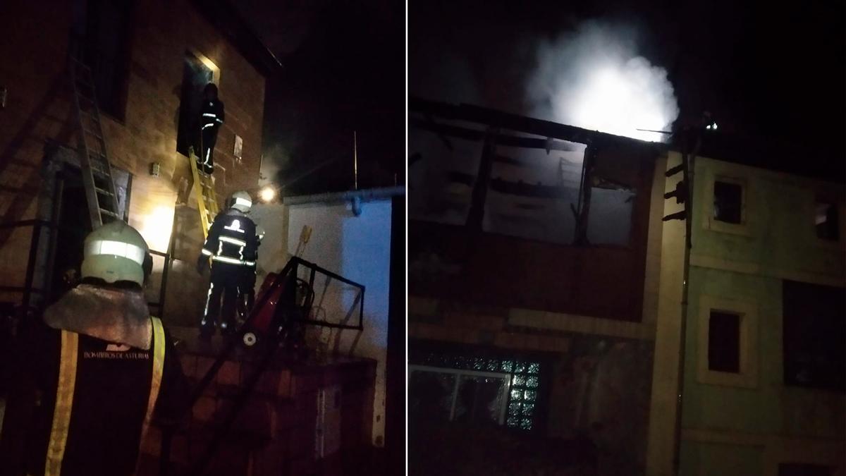 Un incendio calcina casi por completo una casa en Amandi (Villaviciosa)