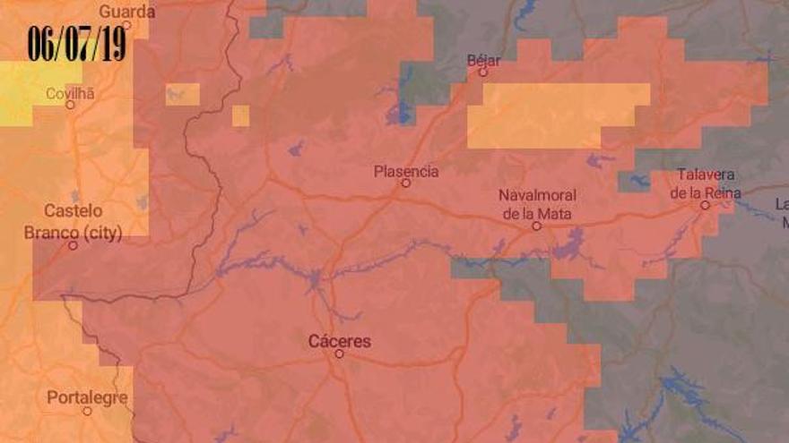 El Infoex advierte de riesgo muy alto de incendio en casi toda Extremadura