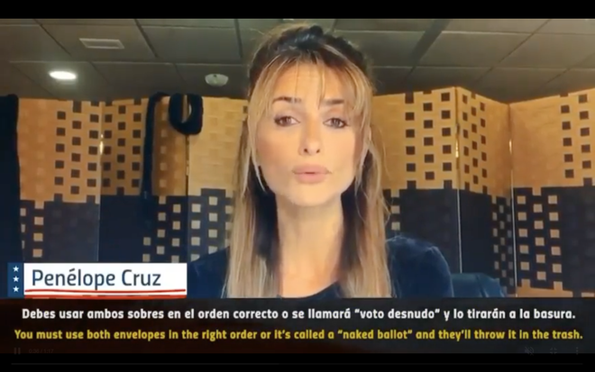 Penélope Cruz con nuevo look en el video en el que anima a votar en las elecciones estadounidenses