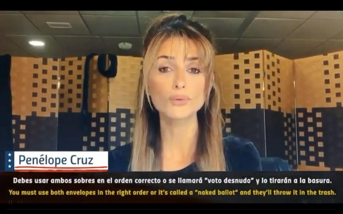 Penélope Cruz con nuevo look en el video en el que anima a votar en las elecciones estadounidenses