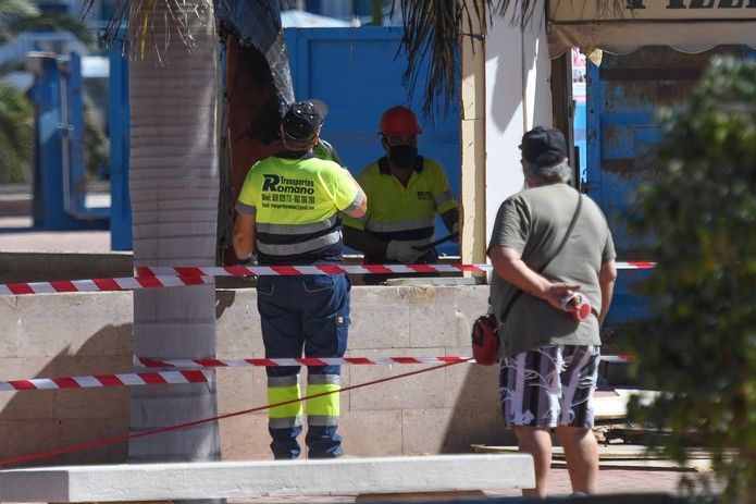 Derribo edificaciones en el Parque Europa de Maspalomas