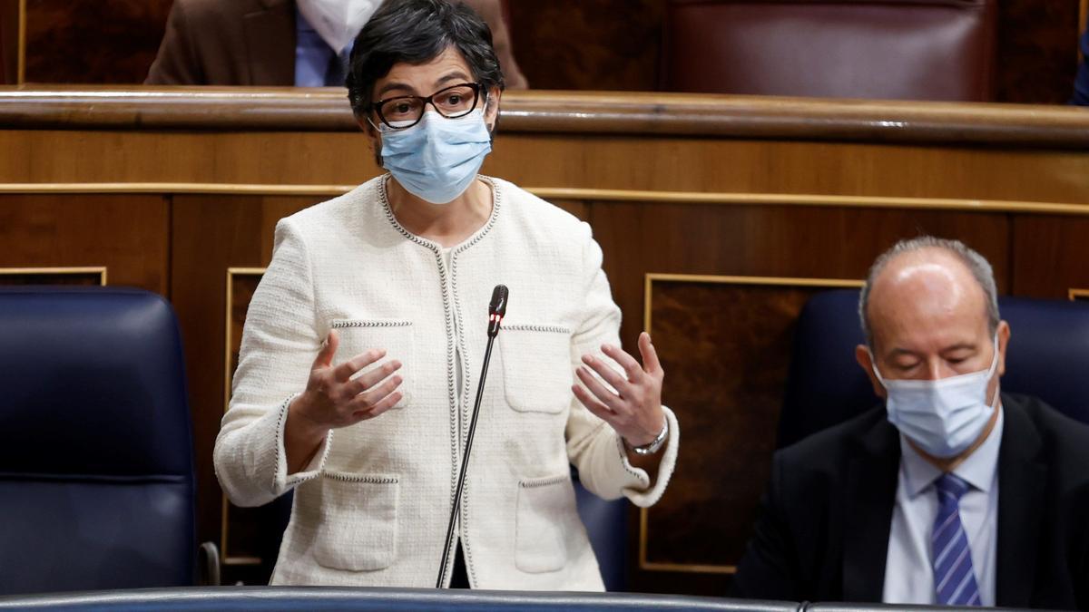 La exministra de Asuntos Exteriores, Arancha González Laya, durante una intervención en la sesión de control al Gobierno.