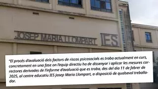 Profesores del IES Josep Maria Llompart piden la dimisión del director por ocultar nueve meses el grave informe de riesgos psicosociales