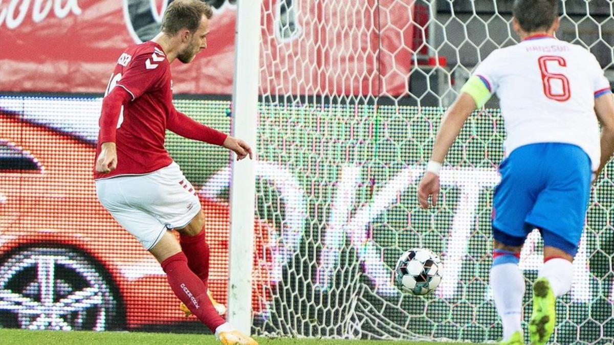 Eriksen se reencontró con el gol jugando con Dinamarca