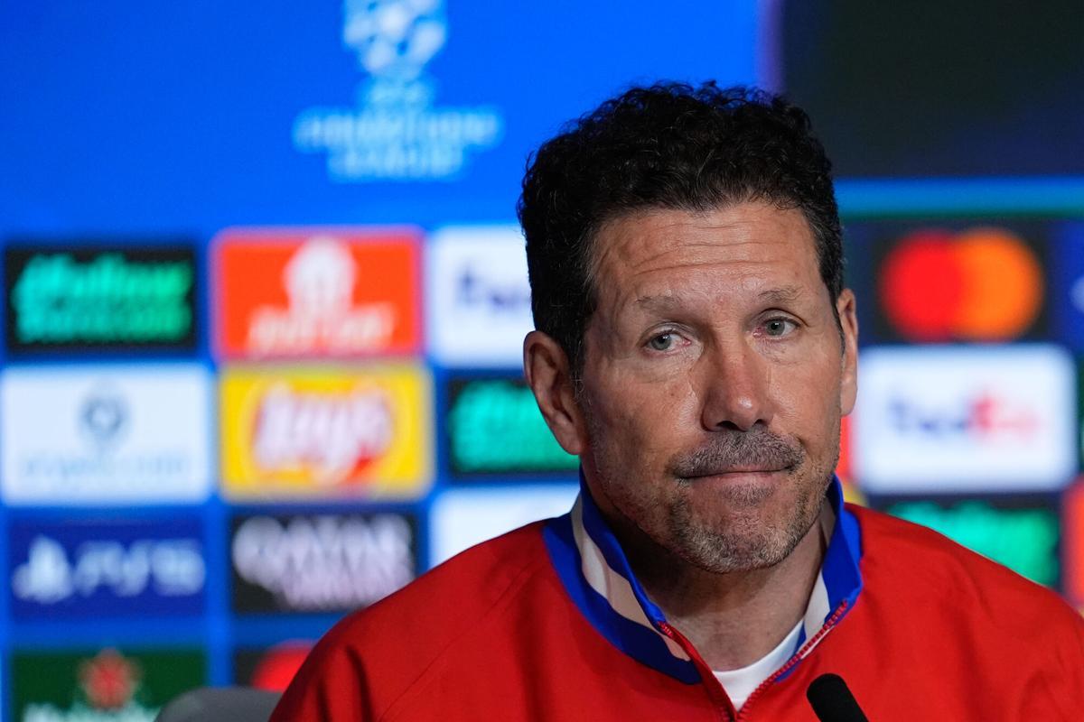 Diego Pablo Simeone en la rueda de prensa previa al partido entre Atletico de Madrid y Tottenham Hotspur.