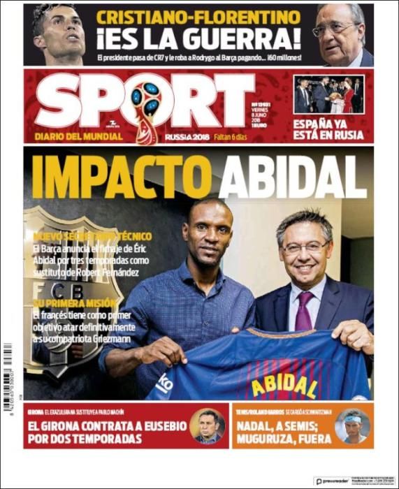 Portada SPORT viernes 8 de junio de 2018