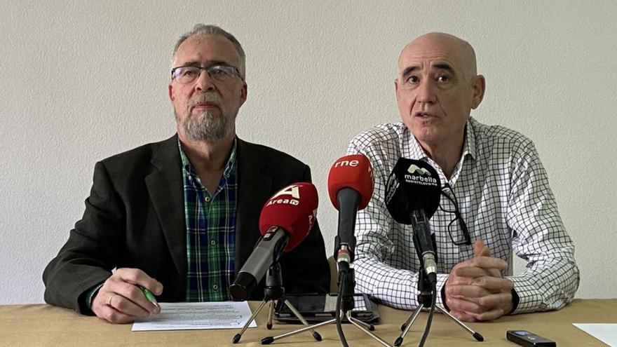 Portavoces del SMM, ayer, en su comparecencia en Marbella.