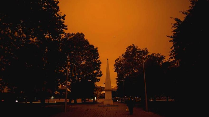 El parque de Las Meanas, en Avilés, a primera hora de esta mañana