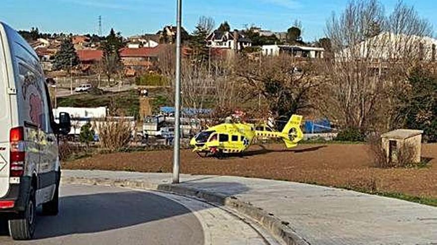 L&#039;helicòpter del SEM a la zona on va tenir lloc l&#039;atropellament