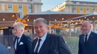 Laporta lima asperezas con Ceferin en Lisboa mientras Figo se encara con los culés