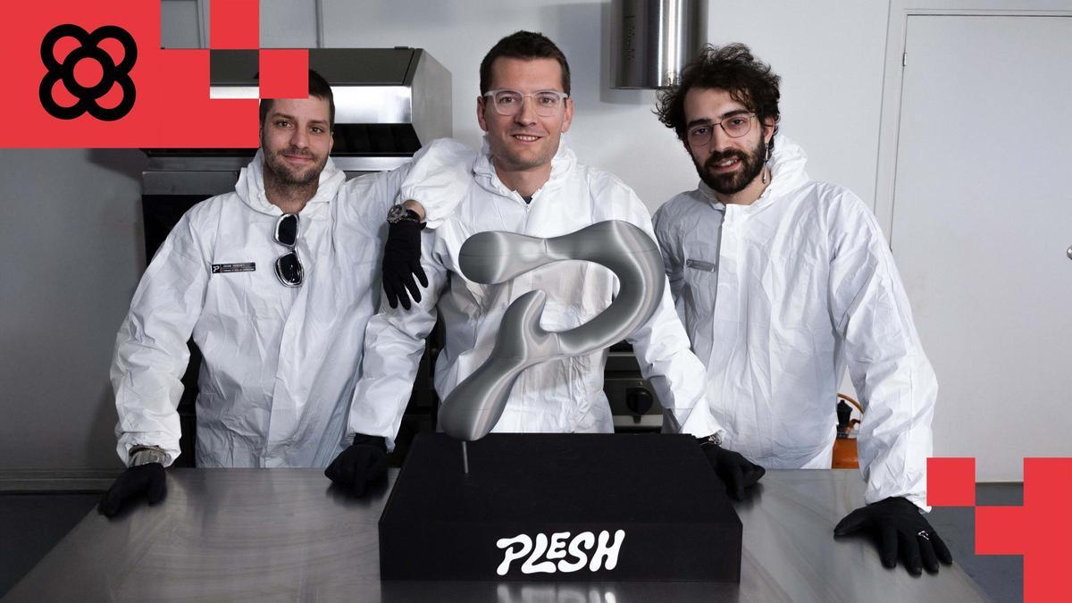Juan Umbert, Jaume Betrian y Adrià Colominas creadores de Plesh, la chocolatina con esencia Flax&Kale Foto: Cedida