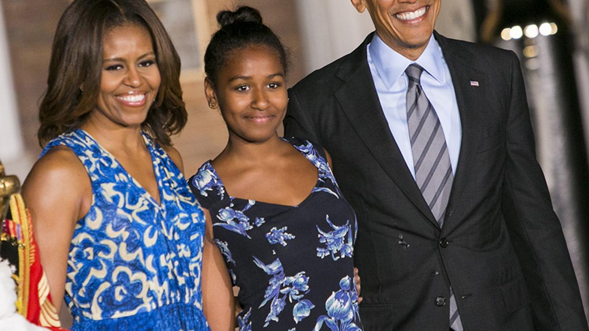 Michelle, Sasha y Barack Obama