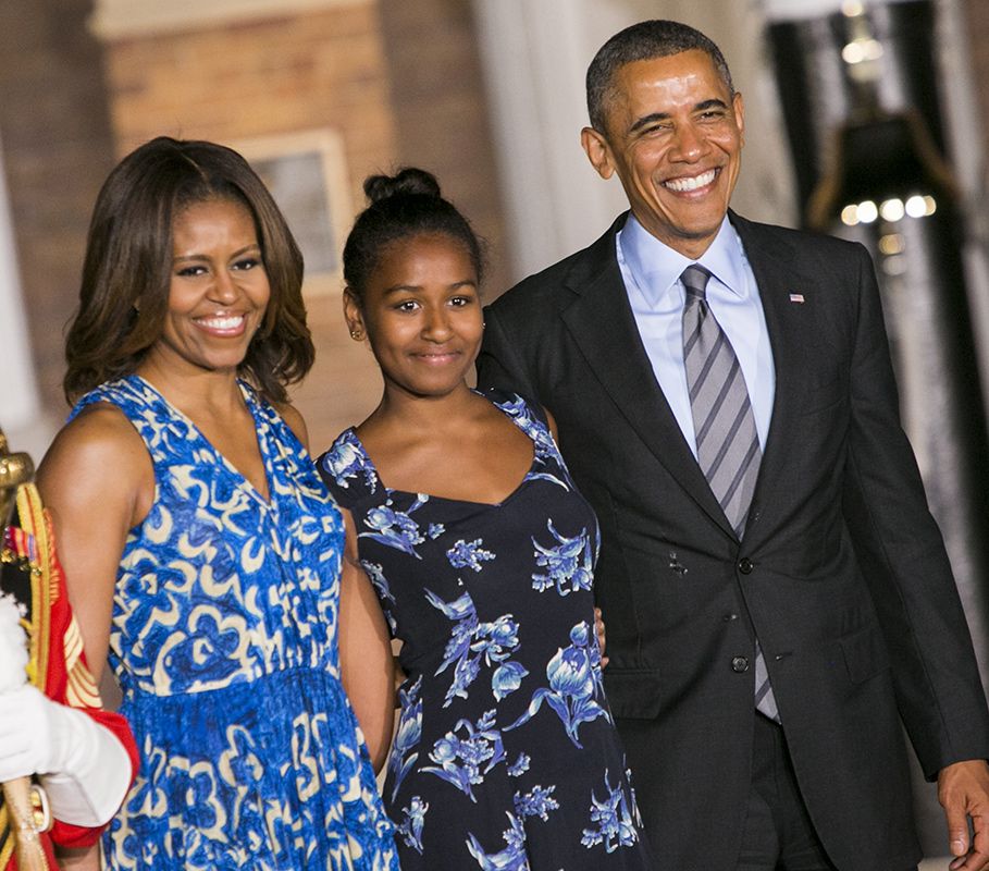 Michelle, Sasha y Barack Obama