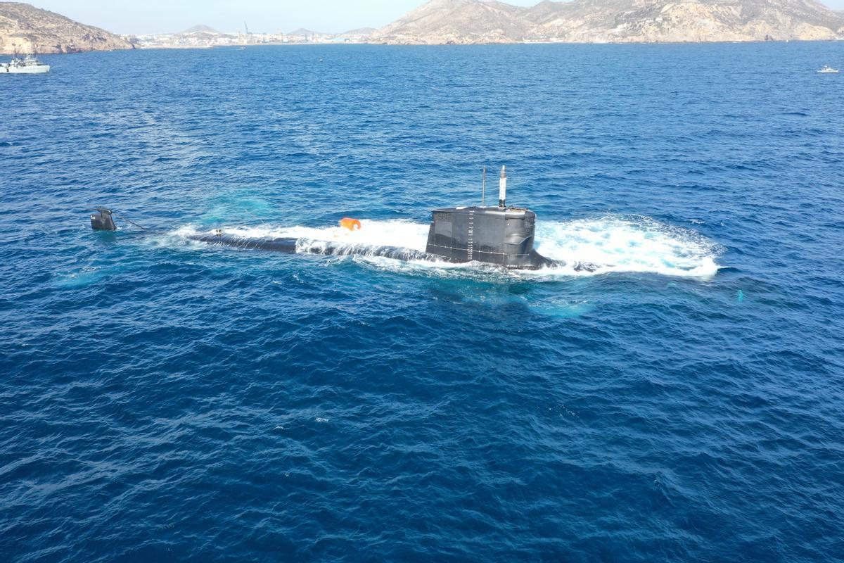 El submarino S-81 Isaac Peral este jueves.