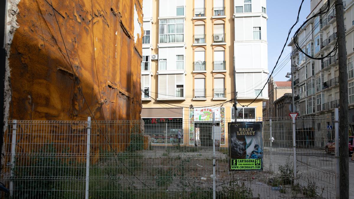 Solar ubicado en la Plaza Risueño 17 que ha sido adjudicado por el Ayuntamiento de Cartagena
