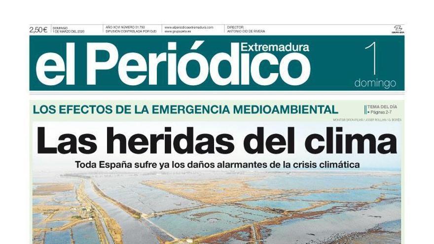 Esta es la portada de EL PERIÓDICO EXTREMADURA correspondiente al día 1 de marzo del 2020