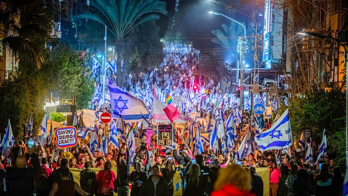 Manifestación contra la reforma judicial en Tel Aviv, Israel