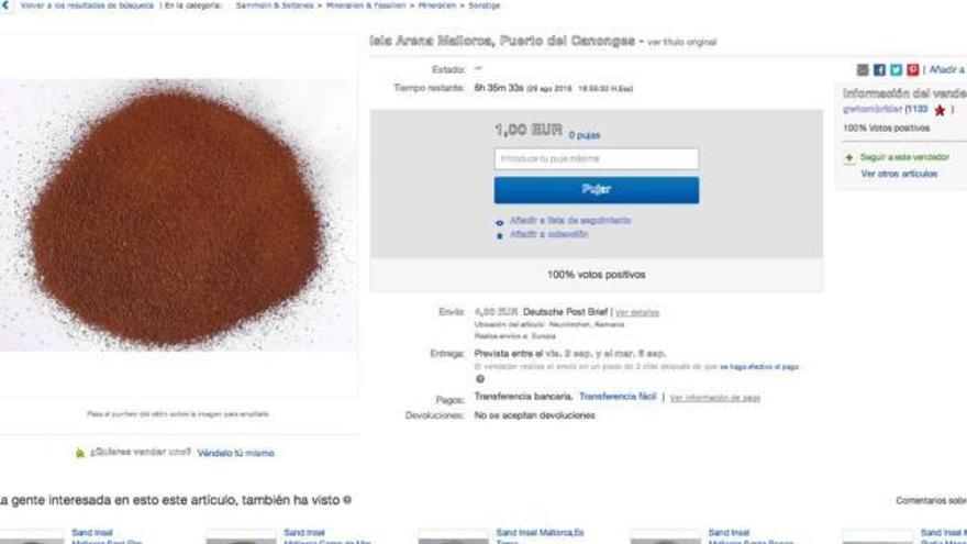 Mallorca-Sand wird auf Ebay vertickt.