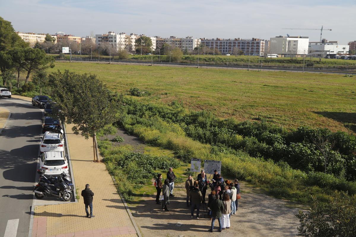 AJGonzález Córdoba José María Bellido, y el presidente de la Gerencia Municipal de Urbanismo, Miguel Ángel Torrico, visitan las futuras instalaciones del Parque de Miralbaida
